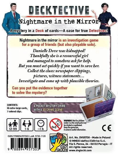 Toimitte Decktectiven Nightmare in the Mirror rikosmysteeripelissä kaikki rikosetsivinä