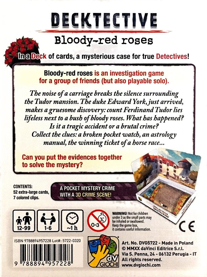 Toimit Decktectiven Bloody-red Roses rikosmysteeripelissä rikosetsivänä