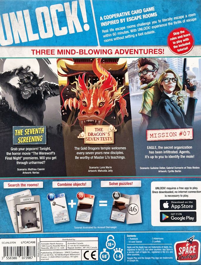 Unlock 7 Epic Adventures pakopelit, teemana kauhuelokuva, Lohikäärmetemppeli ja vakoojaseikkailu
